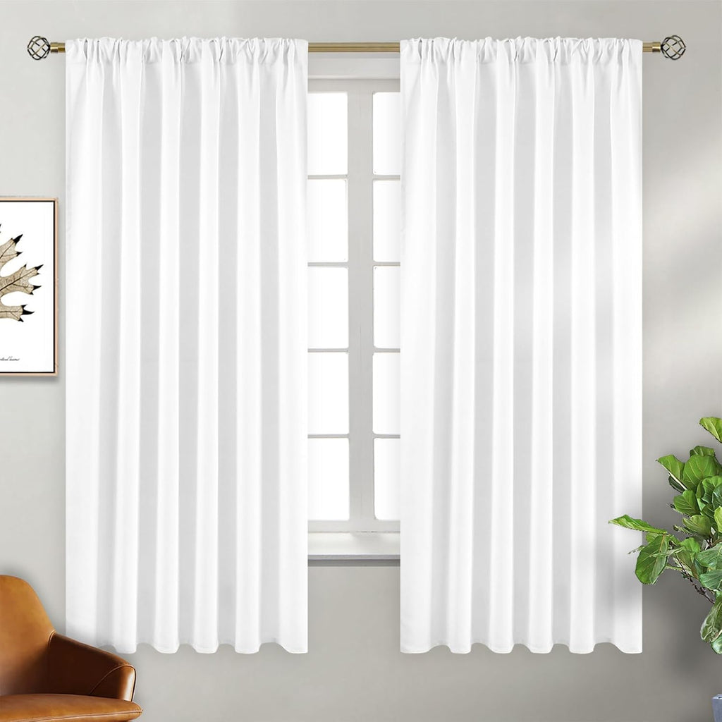BGment White Curtains for Bedroom - Privacy Window Curtains Sunlight & UV Shades 50% Room Darkening Rod Pocket and Back Tab Curtains for Be…