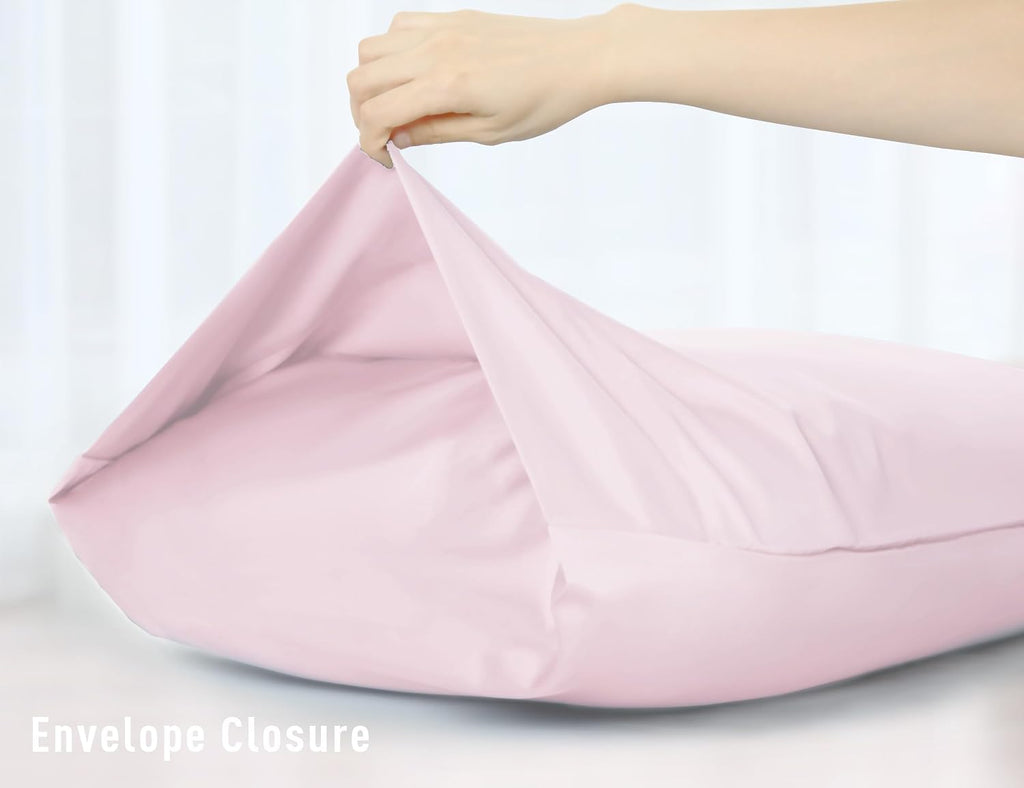 Sunflower Body Pillowcase 100% Cotton Long Pillow Cover/Case Envelope Closure 1 Pack, 20×54 inches Light Pink, Soft and Breathable