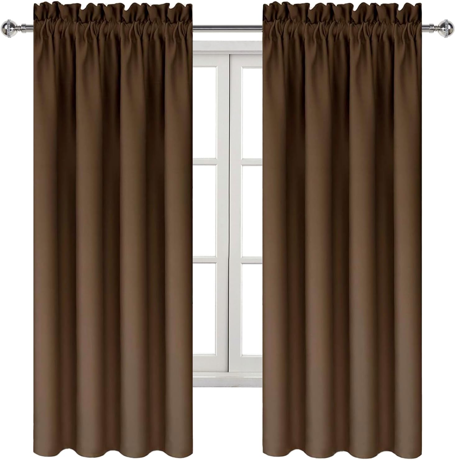 Dwcn Brown Room Darkening Blackout Curtains - Rod Pocket Thermal Insulated Privacy Energy Saving Window Curtain Drapes 42x 72 inch Length,…