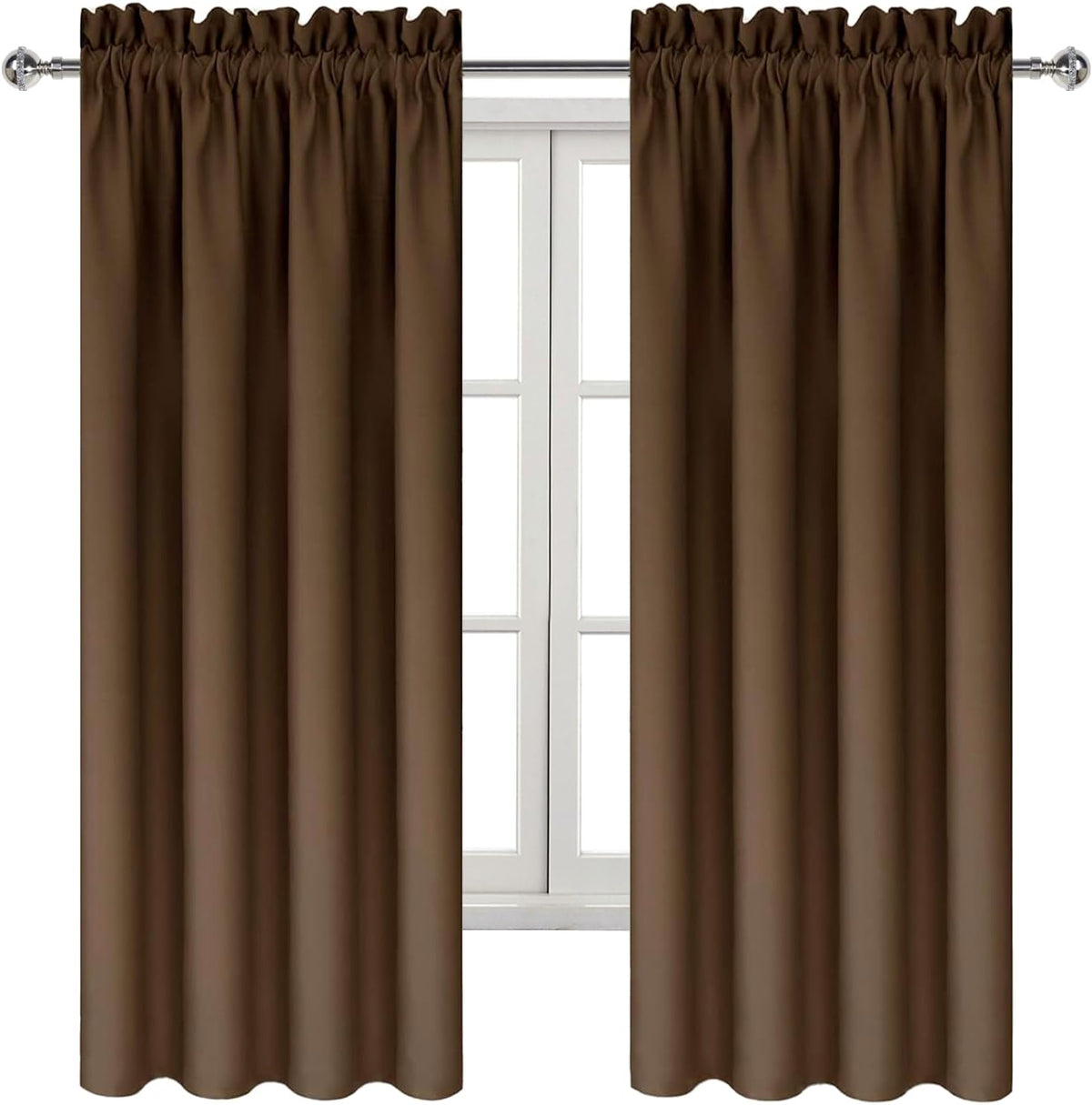 Dwcn Blackout Curtains for Bedroom - Thermal Insulated Privacy Energy Saving Rod Pocket Drapes for Living Room, W 38 x L 72 Inch, Brown, Se…
