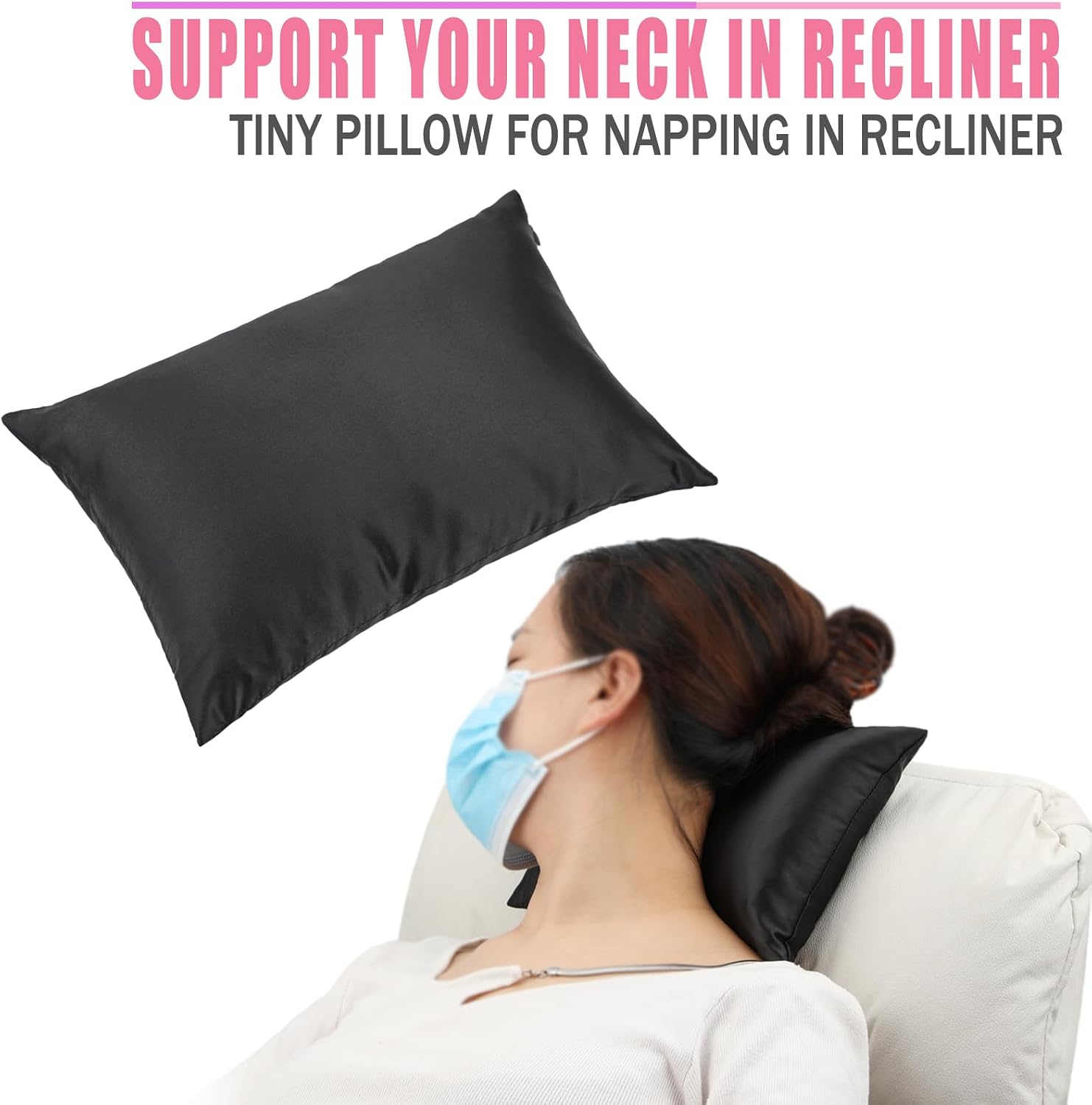 BNRendles Small Neck Pillow for Recliner Chair Neck with Removable Pillowcover Little Cervical Support Cushion Tiny Pillows Sleep Nap Satin…