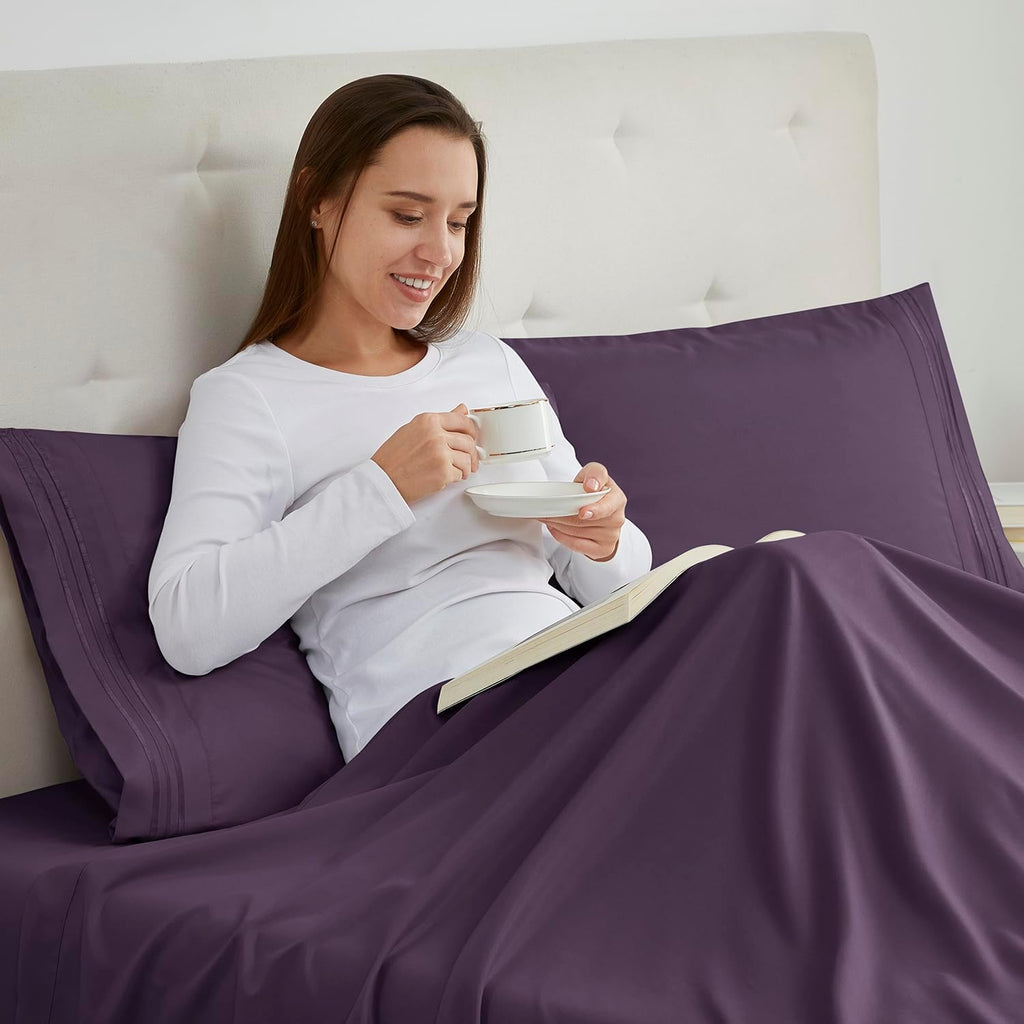 Nestl Microfiber King Pillowcase, 2 - Purple, Soft, Brushed, Envelope Closure, Set of 2, 20x40 Inches cotton