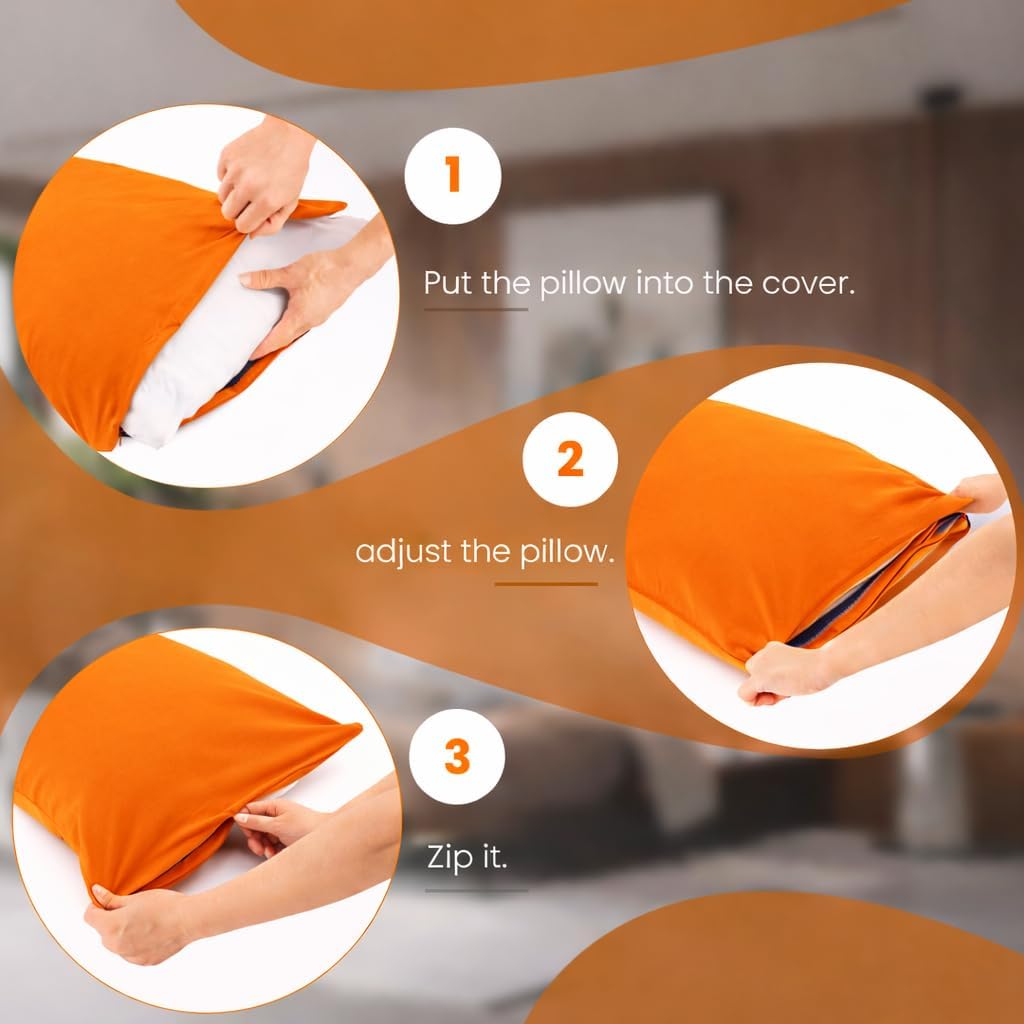 Evolive Ultra Soft Microfiber Body Pillow Cover/Pillowcases 21"x54" with Hidden Zipper Closure (21"x54" Body Pillow Cover, Orange)