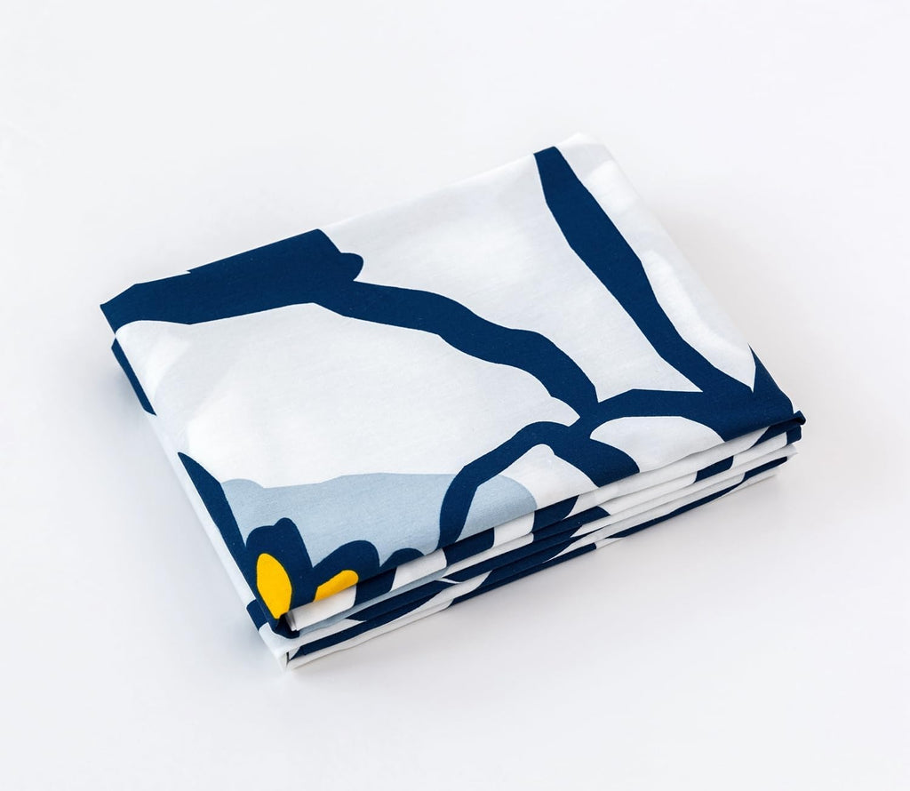 YuHeGuoJi Blue Floral Pillow Cases King 100% Cotton Graffiti Flower Pillow Covers Set of 2 Abstract Cartoon Pillow Encasement with Envelope…