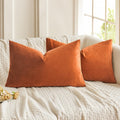 Miulee Velvet Throw Pillow Covers 12x20 Inch, Pack of 2 - Orange, Soft Solid Lumbar Decorative Pillow Covers Modern Luxury Home Decor for C…