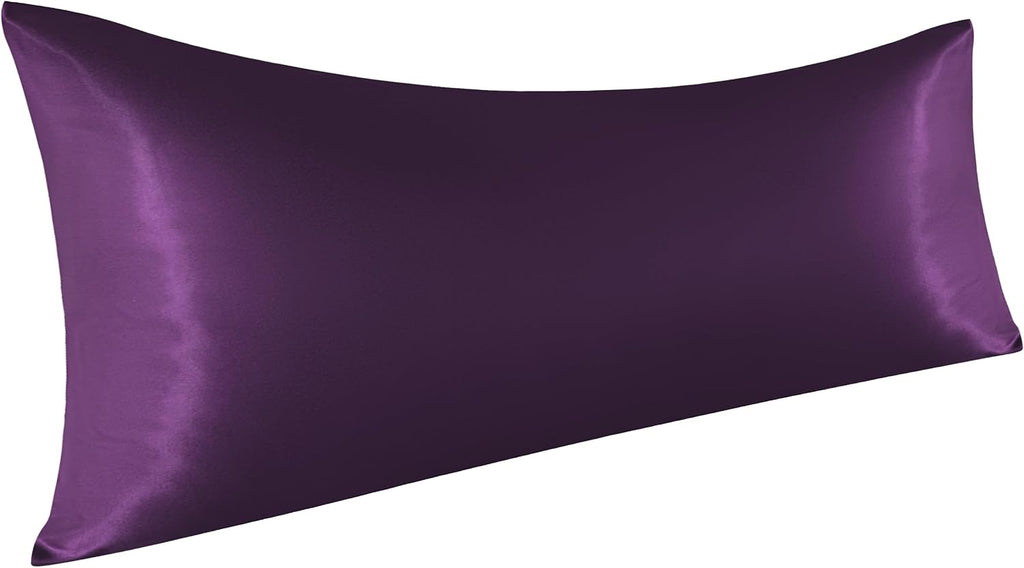 Ntbay Satin Body Pillowcase for Hair and Skin, Luxurious and Silky Pillow case with Envelope Closure, 20x54 Inches, Eggplant Purple 54 Inch…