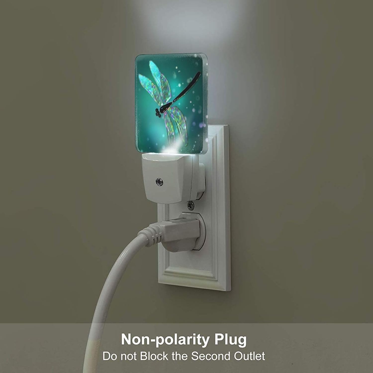 Green Dragonfly Night Light, Plug Into Wall Decor for Stairway, Hallway, Kitchen, Dusk to Dawn Sensor Nightlights for Boys/Girls/Women/Men…