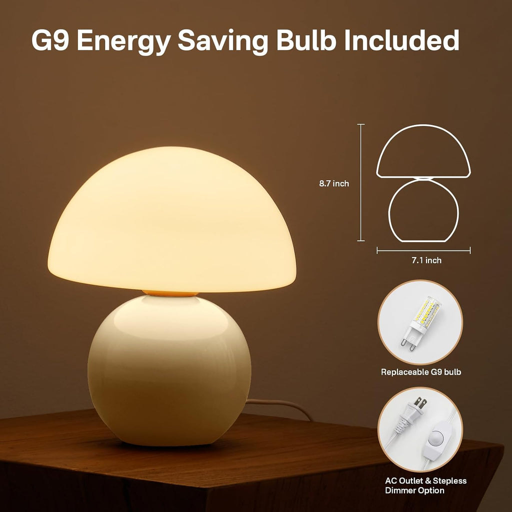 Dawnwake Mushroom Lamp Table Lamp for Bedroom, Desk Bedside Small Lamps for Living Room Night Stands, Mushroom Decor Cute Mini Modern Mid…