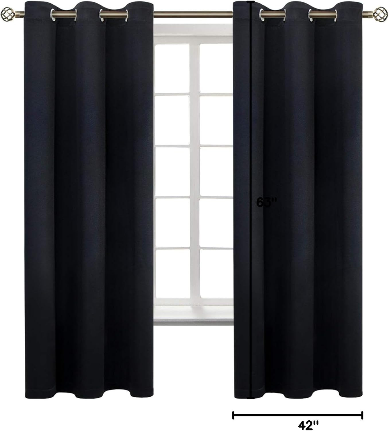 BGment Black Blackout Curtains for Bedroom 63 Inches Long, Black Out Room Darkening Light Blocking Thermal Insulated Grommet Window Drapes…