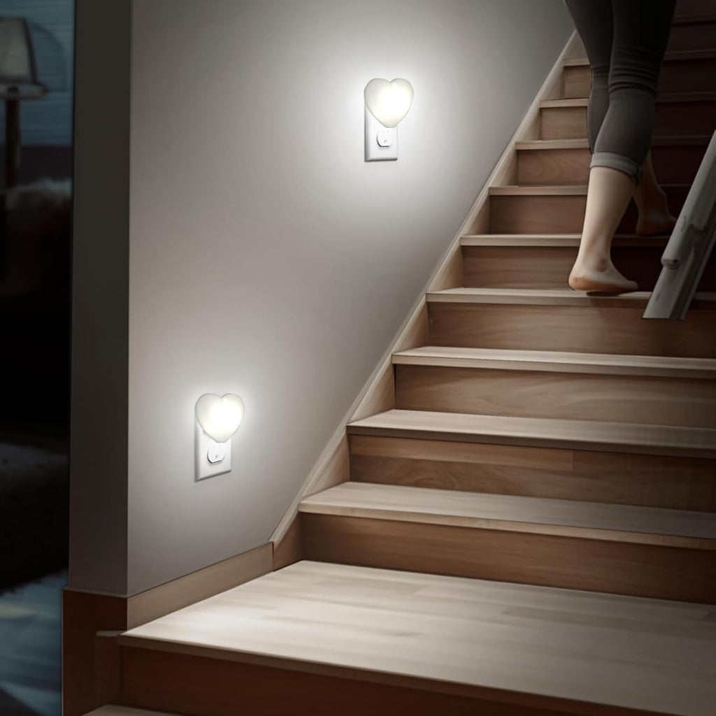 INZU Cute Night Light, Heart Night Light for Kids, LED Nightlight with Auto Dusk to Dawn Sensor, Nightlight Plug into Wall with Soft Warm…