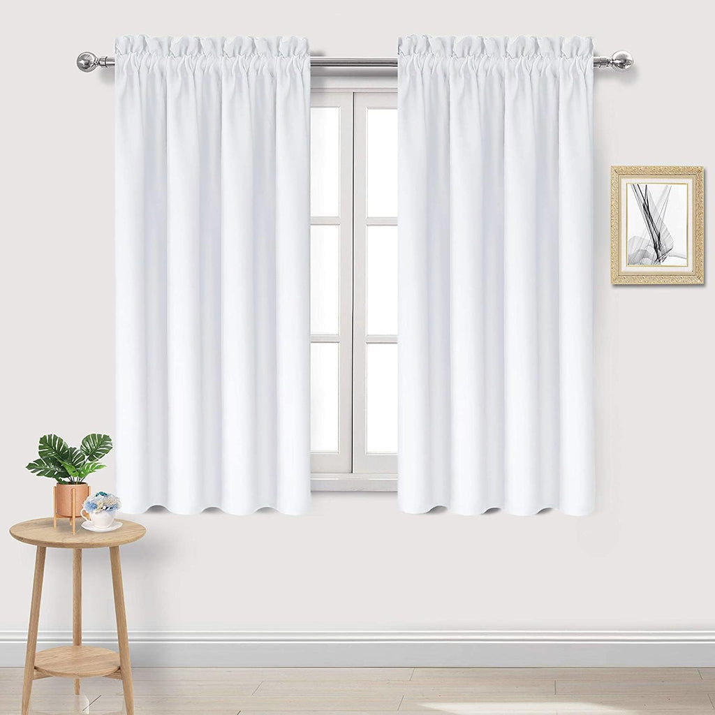 DWCN White Curtains for Living Room Thermal Insulated, 50% Light Blocking Curtains for Bedroom, Dining Room Window, W 38x L 45 Inch, Set…