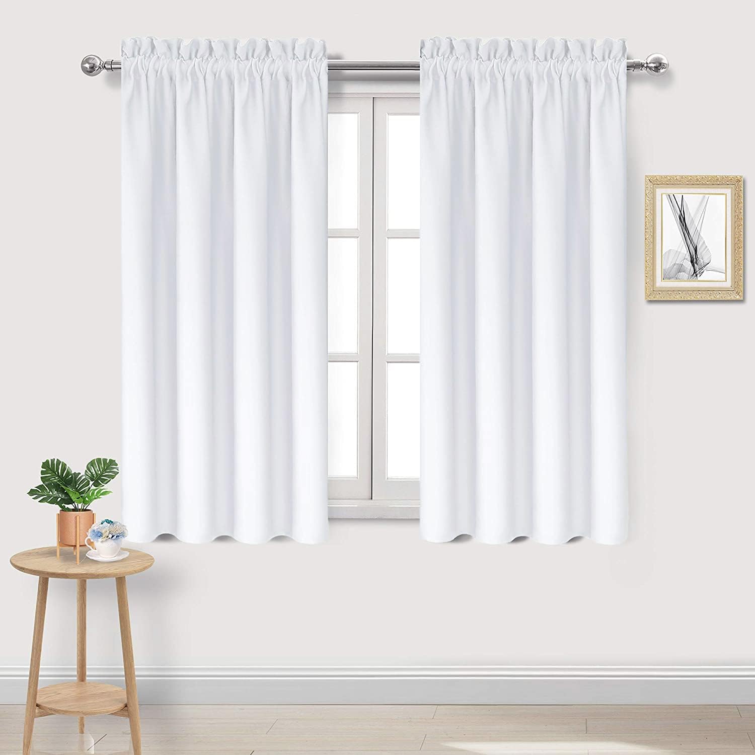 DWCN White Curtains for Living Room Thermal Insulated, 50% Light Blocking Curtains for Bedroom, Dining Room Window, W 42x L 54 Inch, Set…