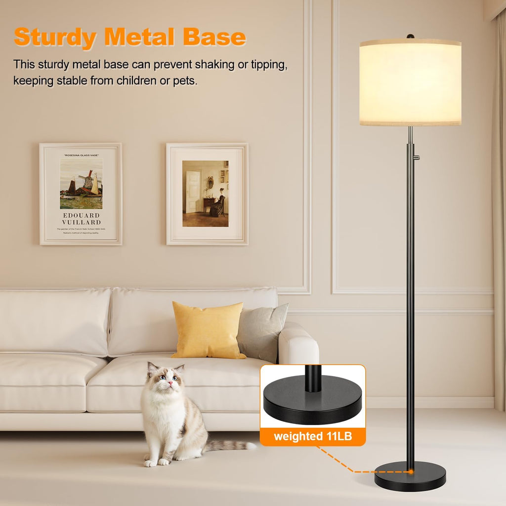 Nintiue 【Upgraded】 Dimmable Floor Lamp for Living Room, 11W LED Bulb Included, Modern Standing Lamp, Tall Pole Light with Linen Shade for…