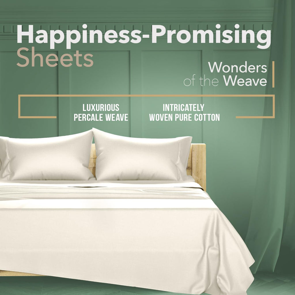 TEXAS LINEN CO. 100% Organic Cotton Percale Sheets Twin XL Size - 16" Deep Pocket Twin XL Percale Sheet Set, Crisp, Cooling, Dorm Room…