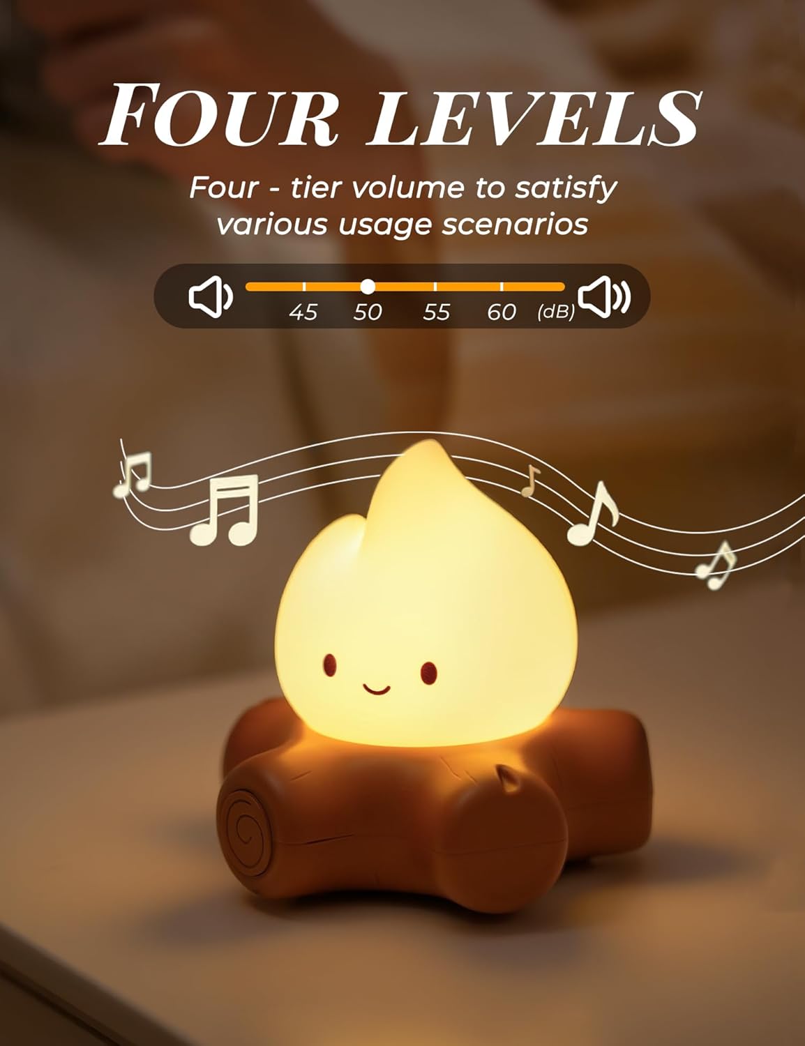 WANIDEA Fake Campfire Lamp, Ambient Lighting, White Noise Soothes The Mood, Portable Rechargeable Night Light, Candlelight Mode Mood…