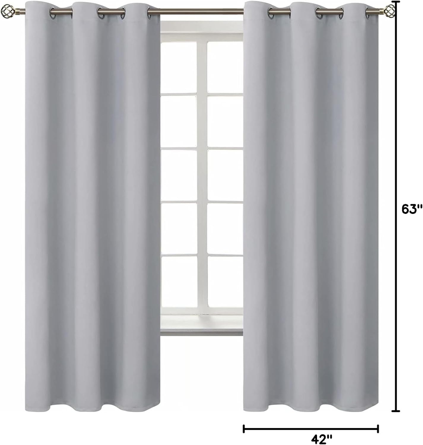 BGment Room Darkening Curtains 63 Inches Long - Grommet Thermal Insulated Drapes Window Treatment Curtains for Bedroom, 2 Panels, 42 x 63 I…
