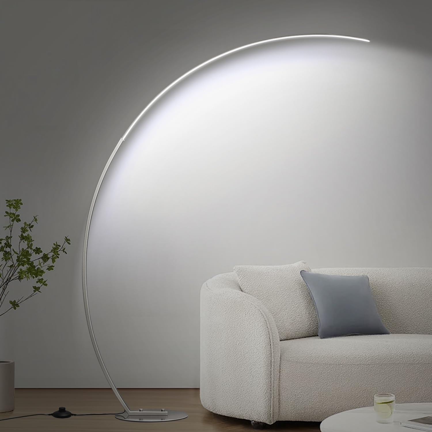 Dimmable LED Floor Lamp with 3 Color Temperatures, Ultra Bright 2000LM Brushed Nickel Arc Floor Lamps for Living Room, Modern Tall Lamp…