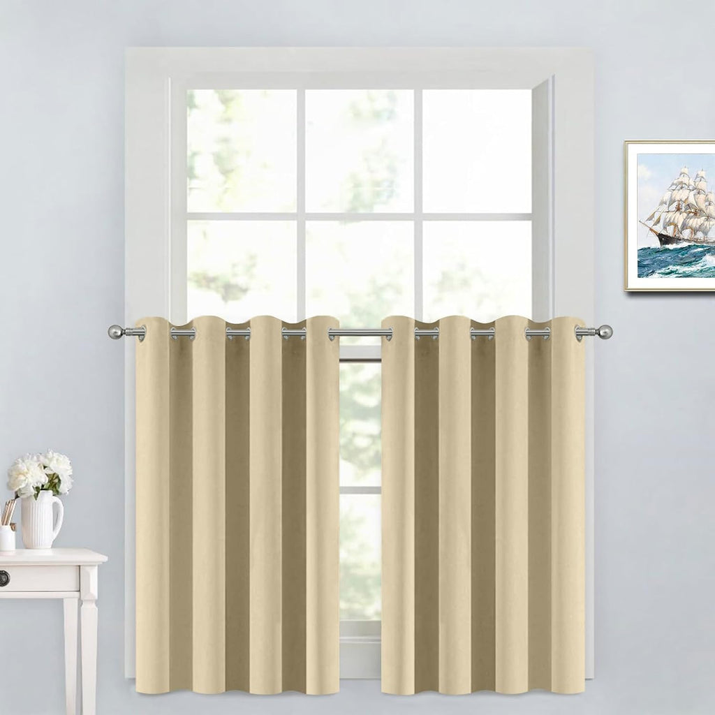 Yakamok 36 Inch Curtains Blackout Window Curtains for Kitchen, Grommet Room Darkening Thermal Insulated Sunlight Block Drapes for Living…