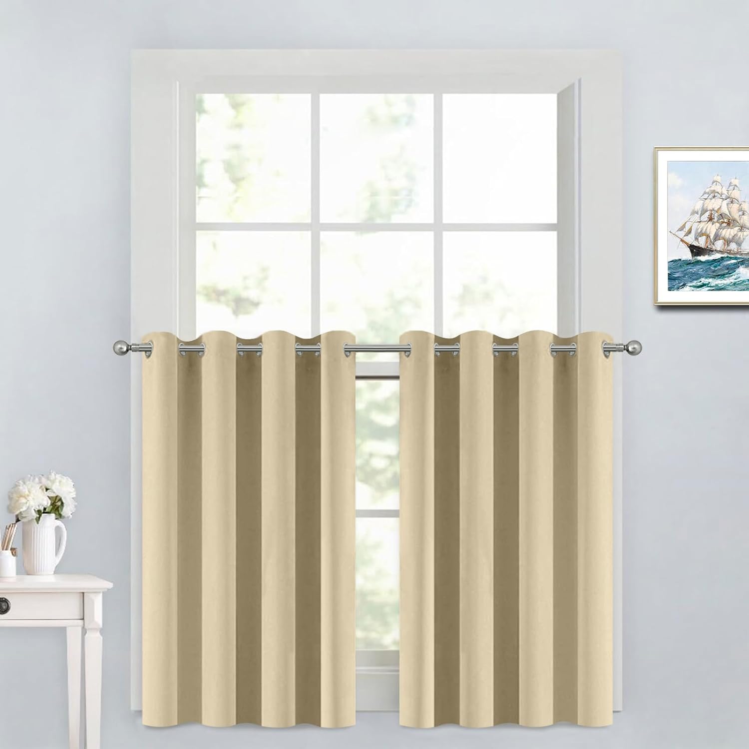 Yakamok 36 Inch Curtains Blackout Window Curtains for Kitchen, Grommet Room Darkening Thermal Insulated Sunlight Block Drapes for Living…
