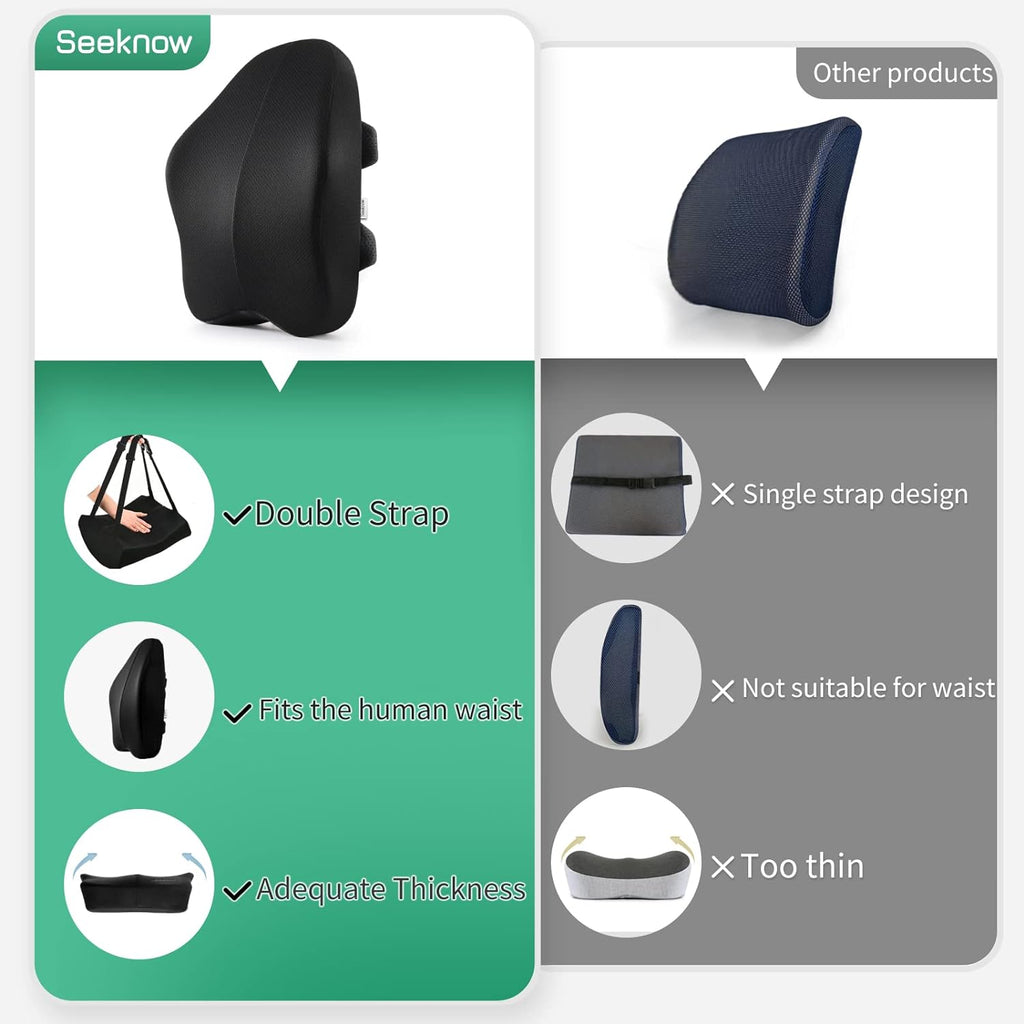 Seeknow-US Lumbar Support Pillow for Office Chair Back Support Pillow for Chair Car Seat Back Support Ergonomic Back Chair Pillow Desk Chai…
