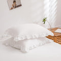 Merryword White Pillowcases, Cute Pillowcases, Offwhite Standard Pillowshams Set of 2, Solid Ruffled Fringe Pillowcases, White Shabby Chic…