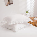 Merryword White Pillowcases Standard, Cute 20x26inch Pillowshams Set of 2, Solid Ruffled Fringe Pillow Cover, White Shabby Chic Pillowcases…