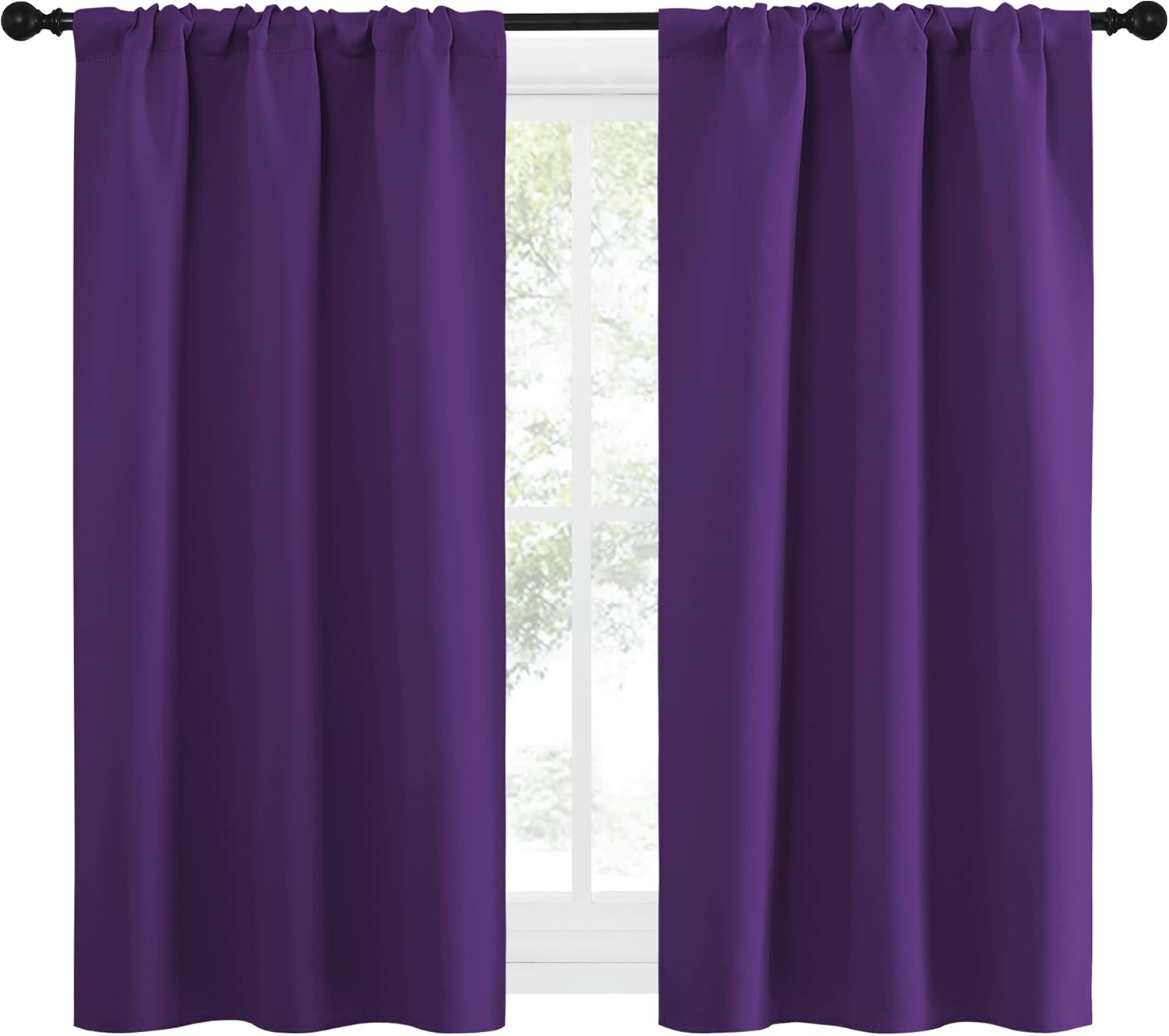 NICETOWN Kitchen Curtains, Short Blackout Curtains & Drapes, Home Decoration Window Treatment Cafe Curtain Panels with Rod Pocket (Royal…