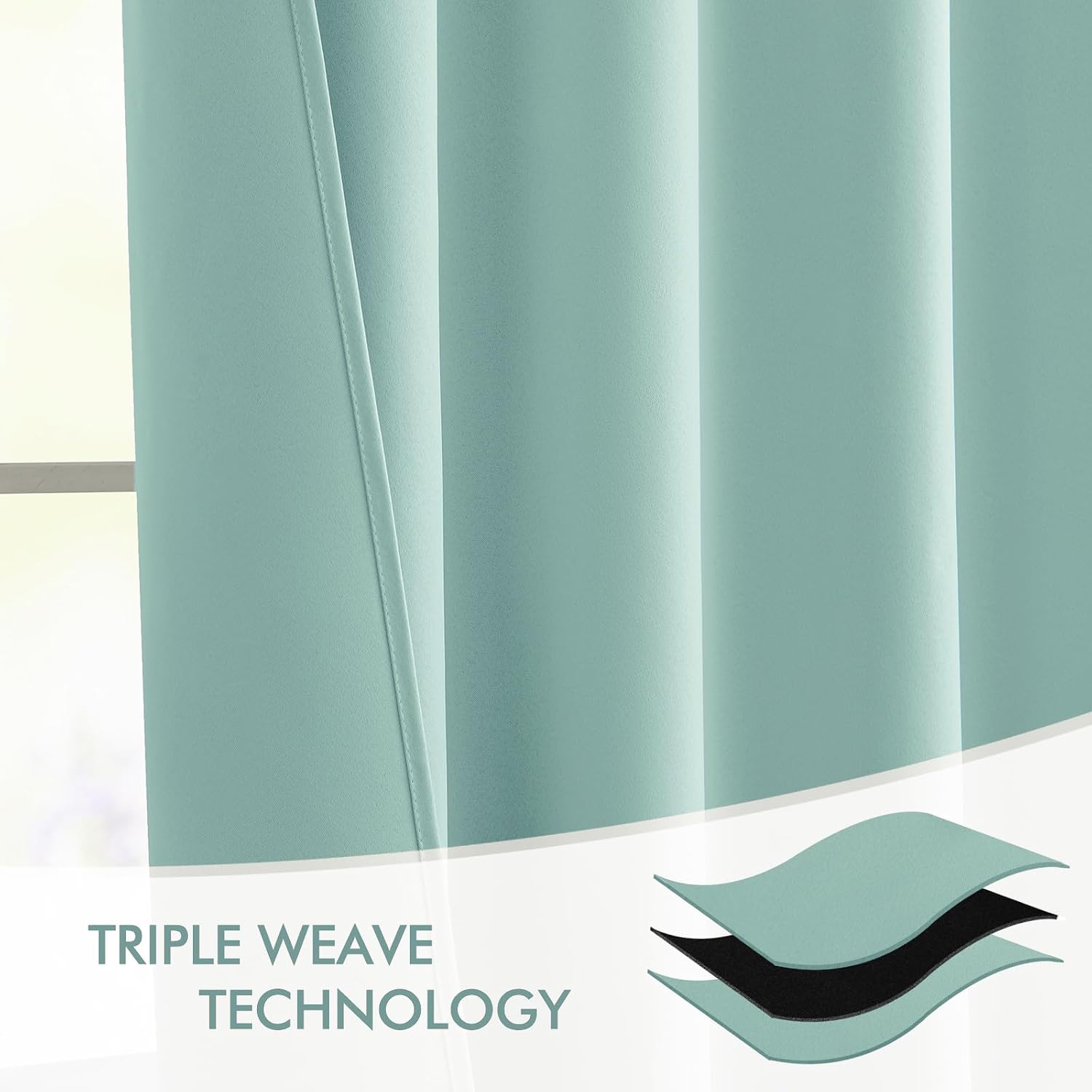 Miulee Aqua Back Tab Blackout Curtains 108 Inch Long 2 Panels Set for Bedroom, Rod Pocket/Pinch Pleat Extra Long Thermal Insulated Living R…