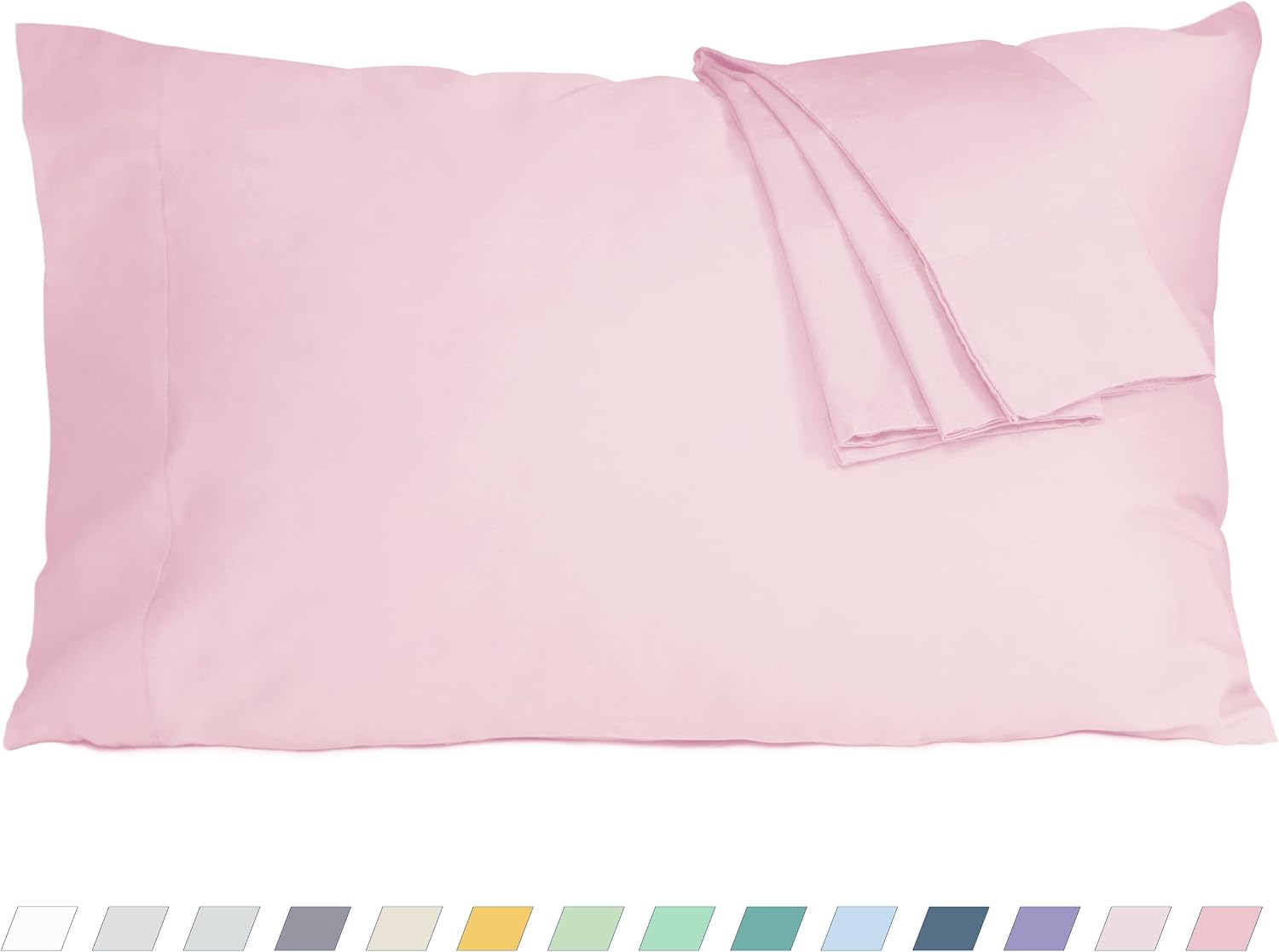 Homtec Pillow Cases, King Size Cotton Percale Weave Pillowcases, Pre-Shrunk Breathable and Hypoallergenic Pillowcases, Set of 2 (2 Piece Ki…