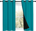 Nicetown Peacock Teal 100% Blackout Curtains 45 inches Long, 2 Thick Layers Completely Blackout Window Treatment Thermal Insulated Lined Dr…