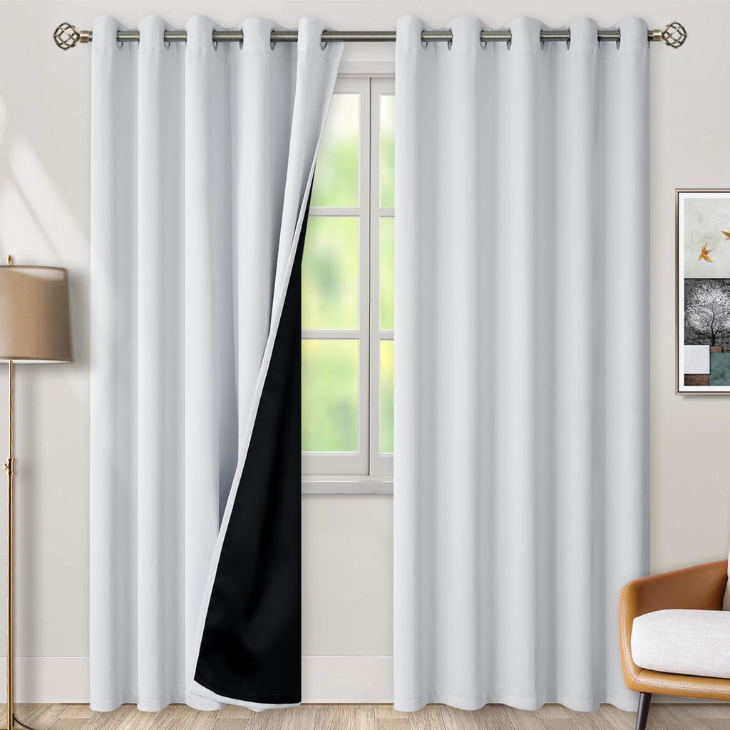 BGment Greyish White 100% Blackout Curtains for Living Room 84 Inch Length 2 Panels, Thermal Insulated Full Light Blocking Energy Save Wind…