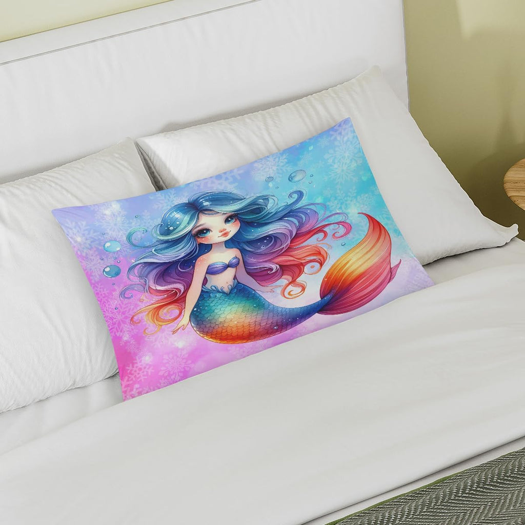 Mermaid Beautiful Rainbow Satin Silk Pillowcase for Hair and Skin Pillow Cases Queen Size Soft Silk Pillow Case with Envelope Closure…