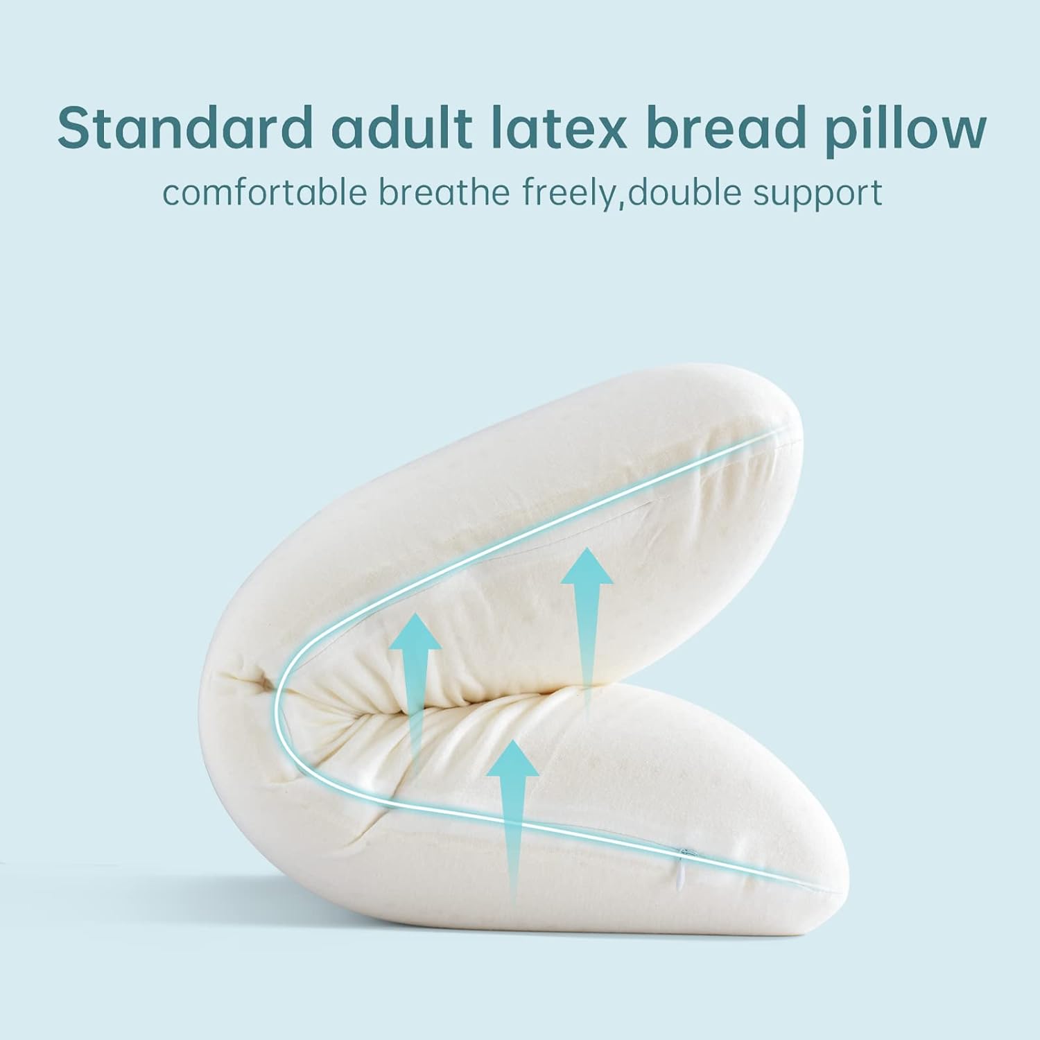 Kiss Dream Talalay Latex Pillow, Medium Firm Support for Neck and Shoulder, Bread Shaped Cooling Bed Pillow with Cotton Cover, Oeko-TEX Ce…