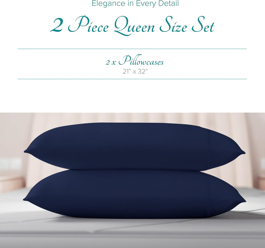 Carressa Linen 100% Egyptian Cotton Standard/Queen Size Pillow Cases Set of 2-800 Series Tulips Collection Queen Pillow Cover for…