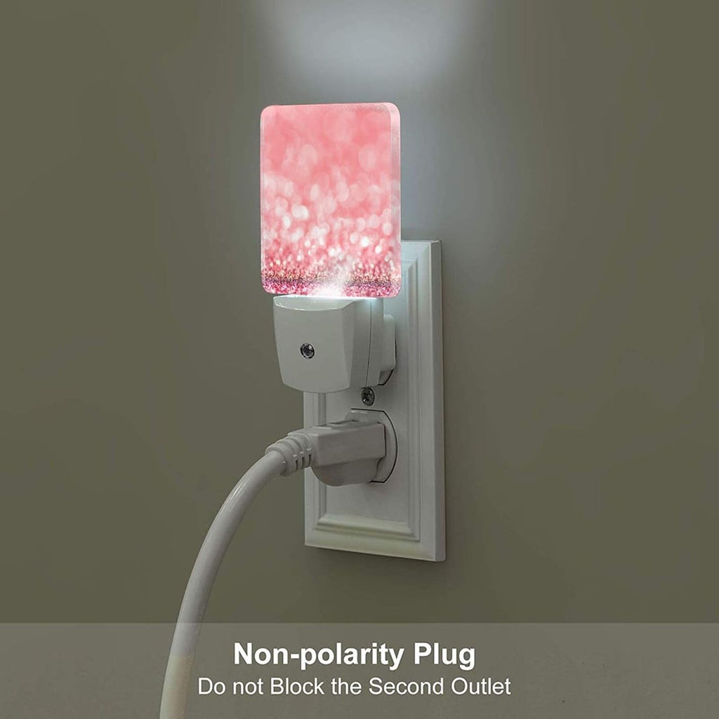 Pink Glitter Night Light, Plug Into Wall for Boys Girls Bedroom Decorative Square Night Light Lamp 0.5w Sleep Friendly