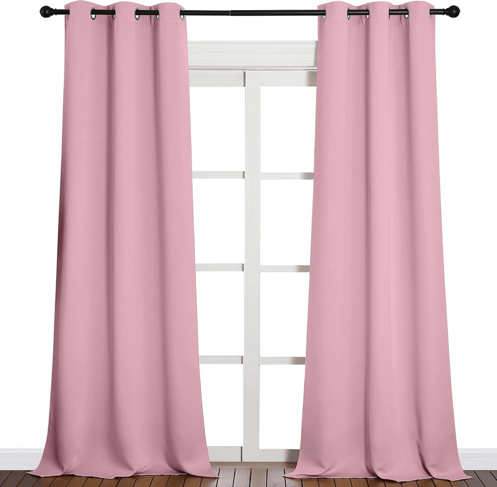 NICETOWN Patio Glass Door Blackout Curtains for Bedroom/Living Room, Privacy Panel Drapes for Dining Room and Guest Room (Crystal Pink…