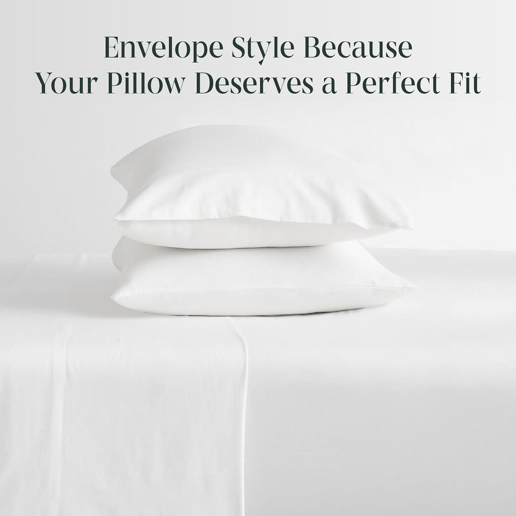 FEATHER & STITCH NEW YORK 100% Cotton 2 Piece King Pillow Cases, 300TC Ultra-Soft Pillowcases with Envelope Closure, Wrinkle- Fade- Stain…
