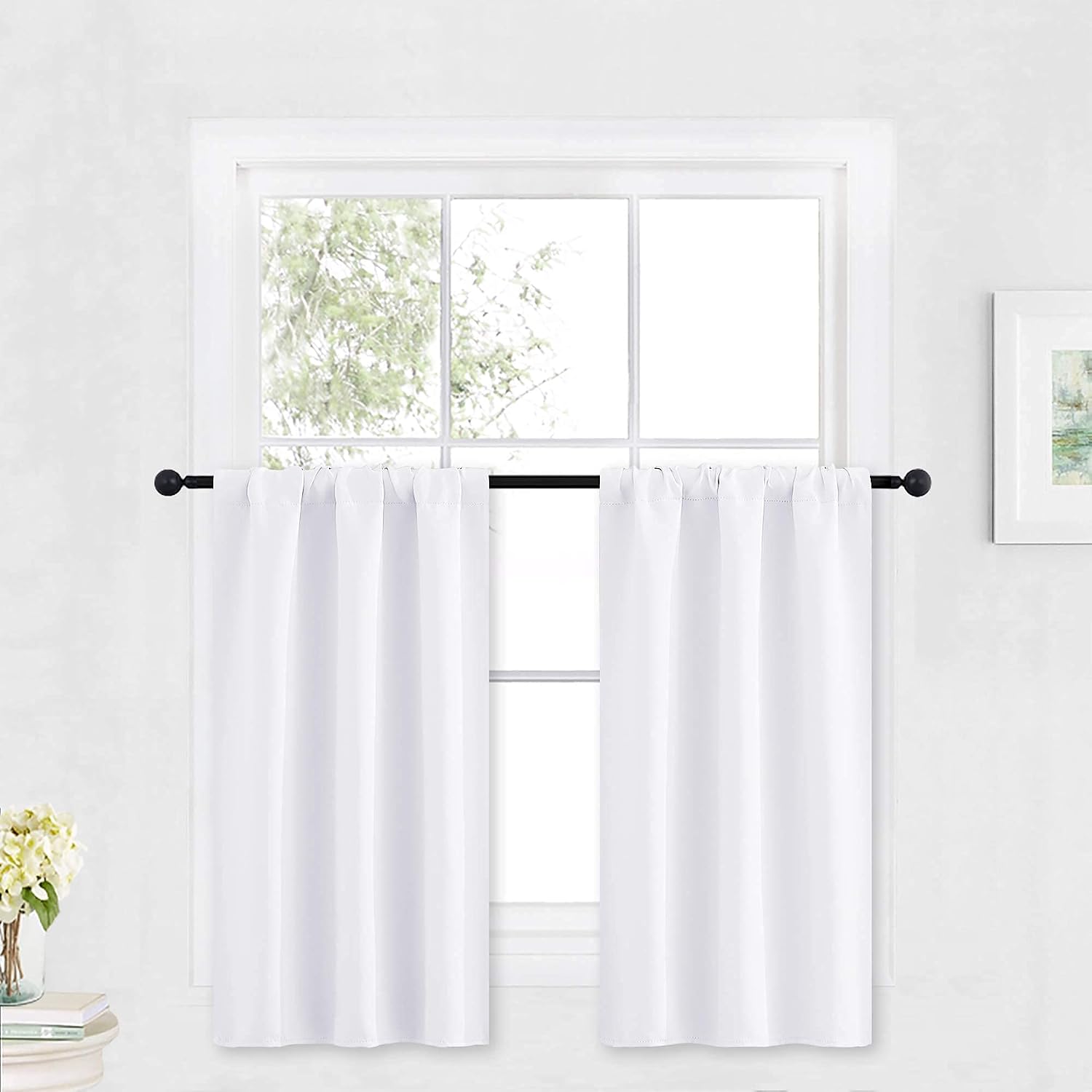 Rybhome RYB HOME Half Window Curtains - 50% Light Block Privacy Curtains Thermal Insulated Drapes for Kitchen Cafe Kids Nursery Bedroom Liv…