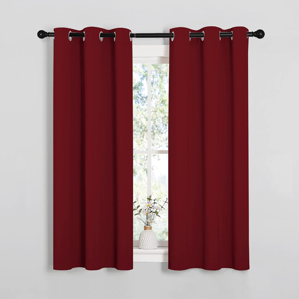 NICETOWN Christmas Burgundy Bedroom Curtains Blackout Draperies, Decorations Thermal Insulated Solid Grommet Top Blackout Drapes for Cafe…