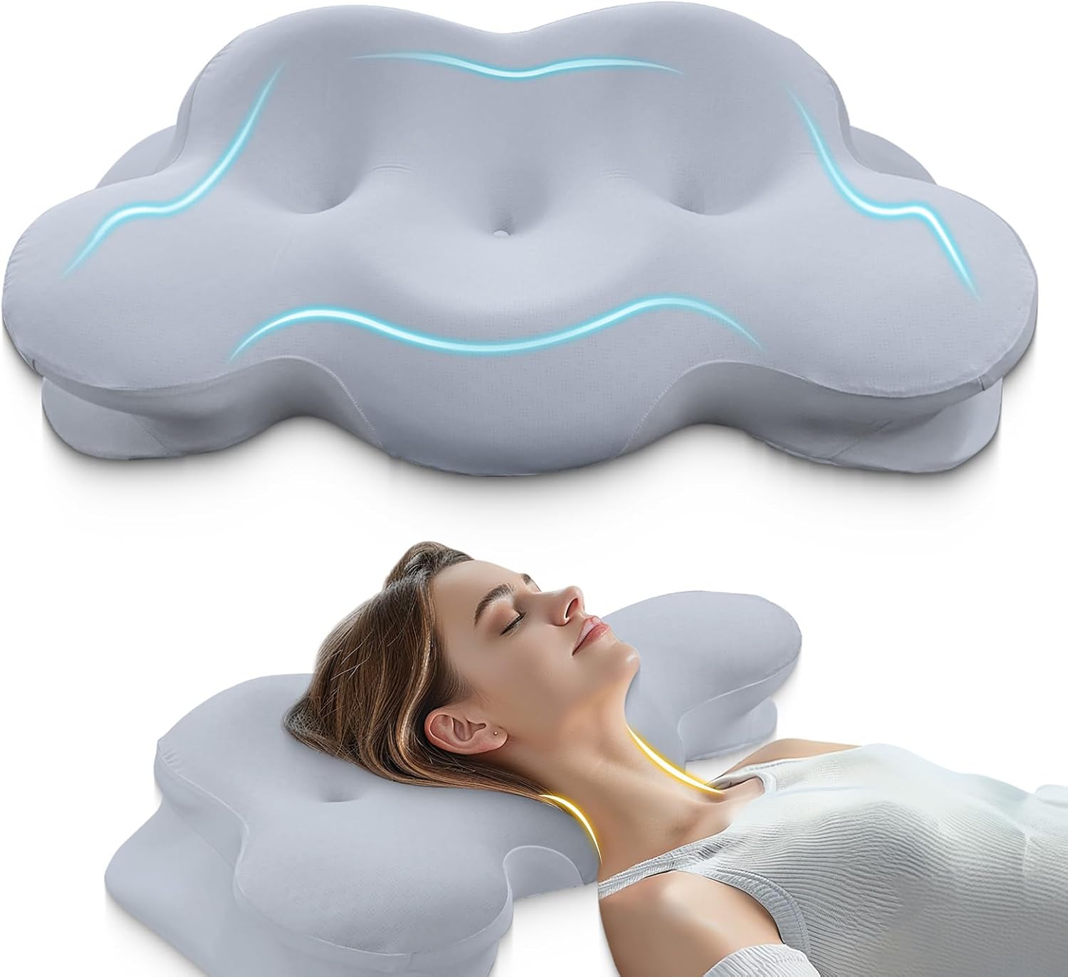 thyHomeHappyLife Cervical Neck Pillow, Pillows for Neck and Shoulder Pain, Contour Pillow, Neck Pillows, Pillow for Neck, Side Sleeper…
