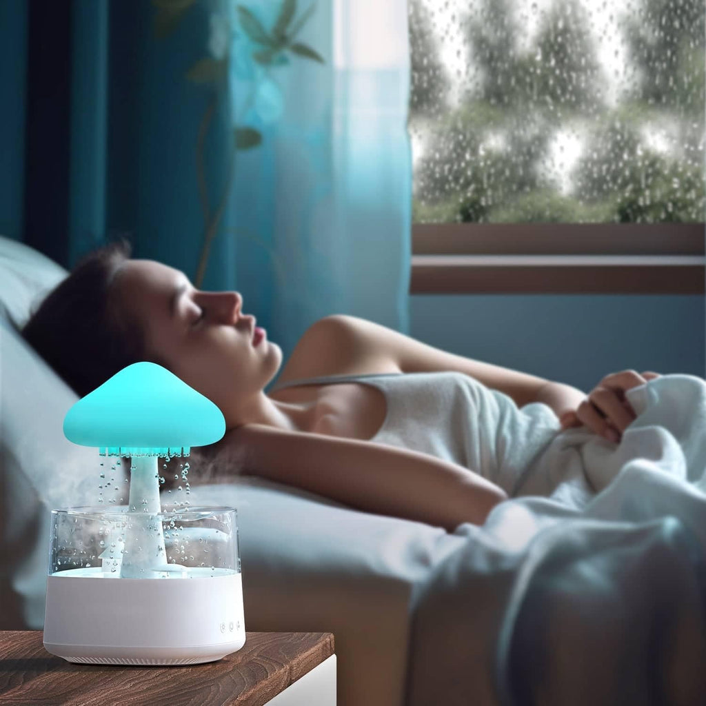 Colorlife Rain Cloud Mushroom Humidifier Lamp – Soothing Waterfall Night Light with Rain Sounds, & Relaxation Desk Lamp, Ideal Gi…