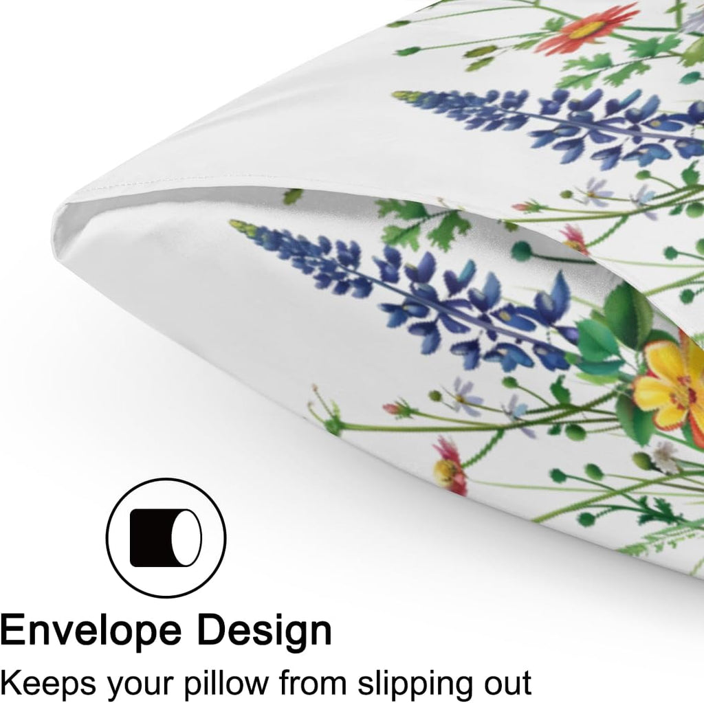 Satin Pillowcase for Hair and Skin Spring Flower Butterfly Soft Silk Pillow Case with Envelope Closure Cooling Pillow Cases Slip Standard…