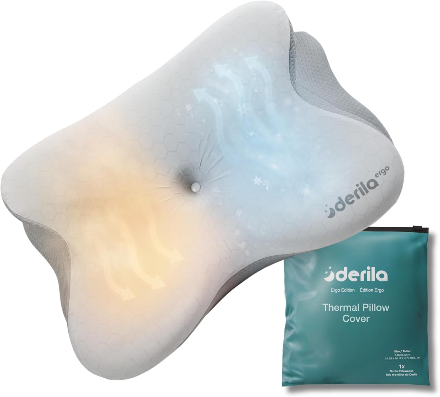 Derila | MemoryFoamPillow Derila Ergo Thermal Pillow Cover for Cervical Neck Pillow – Cooling Pillowcase for Memory Foam Pillow