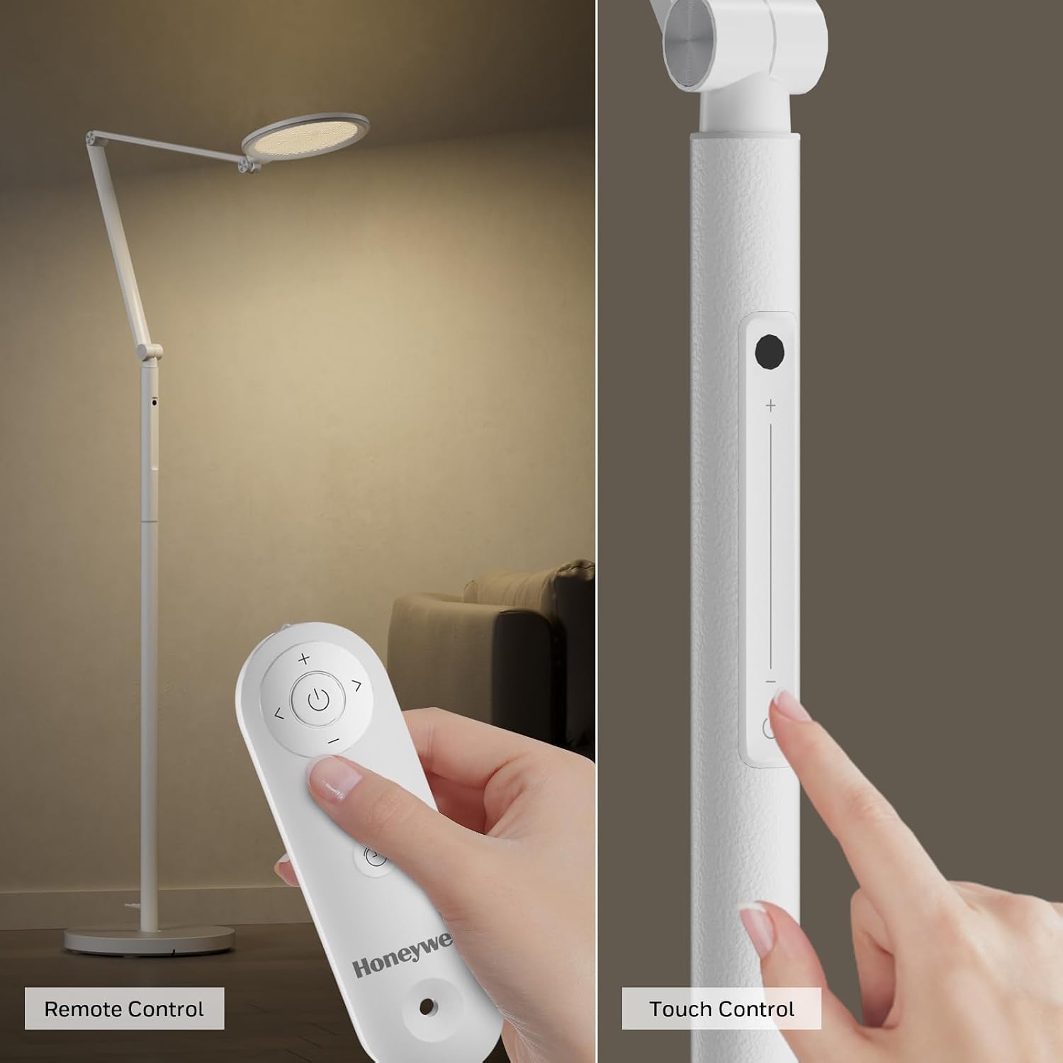 Honeywell LED Floor Lamp - F01WT SunturaluxTM Eye Caring Dimmable Standing Light with Remote, Bright Natural Daylight 5 Colors & 5…