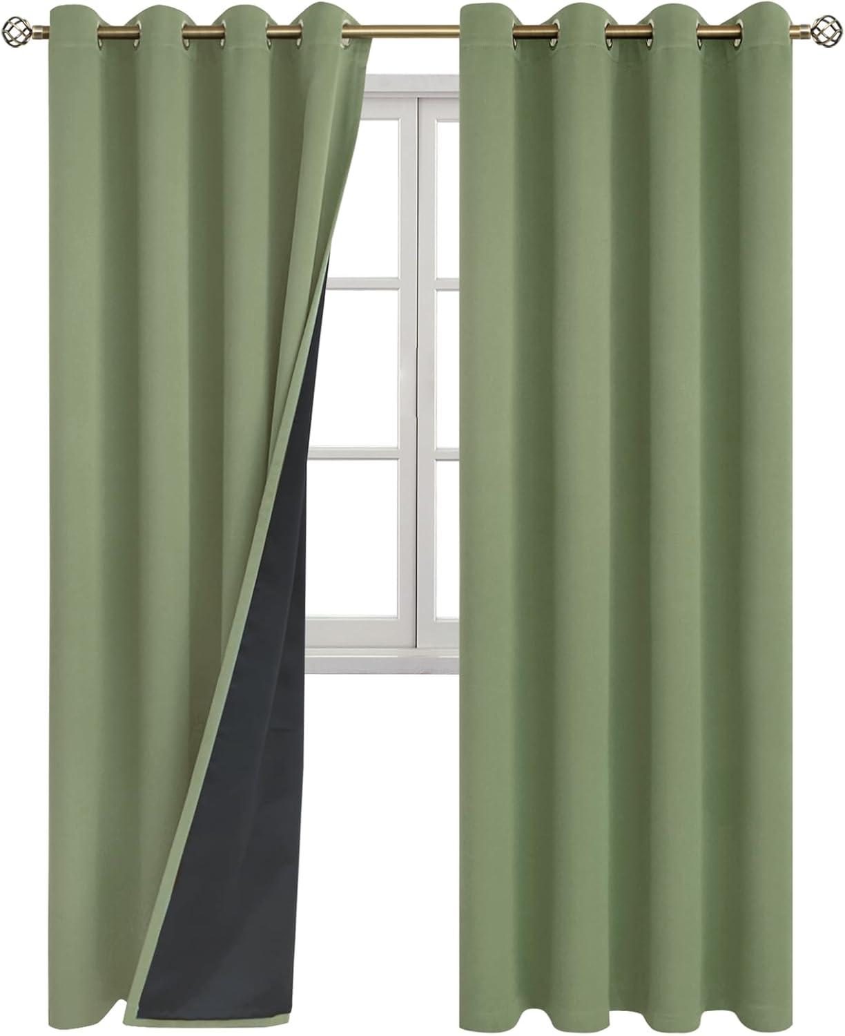 BGment Thermal Insulated 100% Blackout Curtains for Bedroom with Black Liner, Double Layer Full Room Darkening Noise Reducing Grommet Curta…