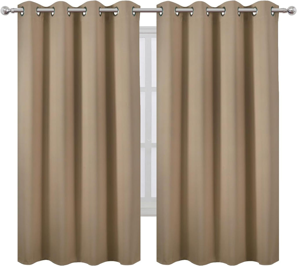 Lemomo Natural Blackout Curtains 66 x 63 Inch Length/Set of 2 Curtain Panels/Thermal Insulated Room Darkening Blackout Curtains for Bedroom…
