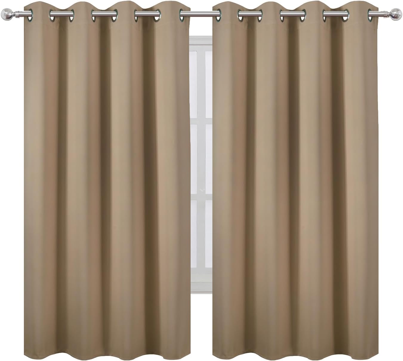 Lemomo Natural Blackout Curtains 66 x 63 Inch Length/Set of 2 Curtain Panels/Thermal Insulated Room Darkening Blackout Curtains for Bedroom…