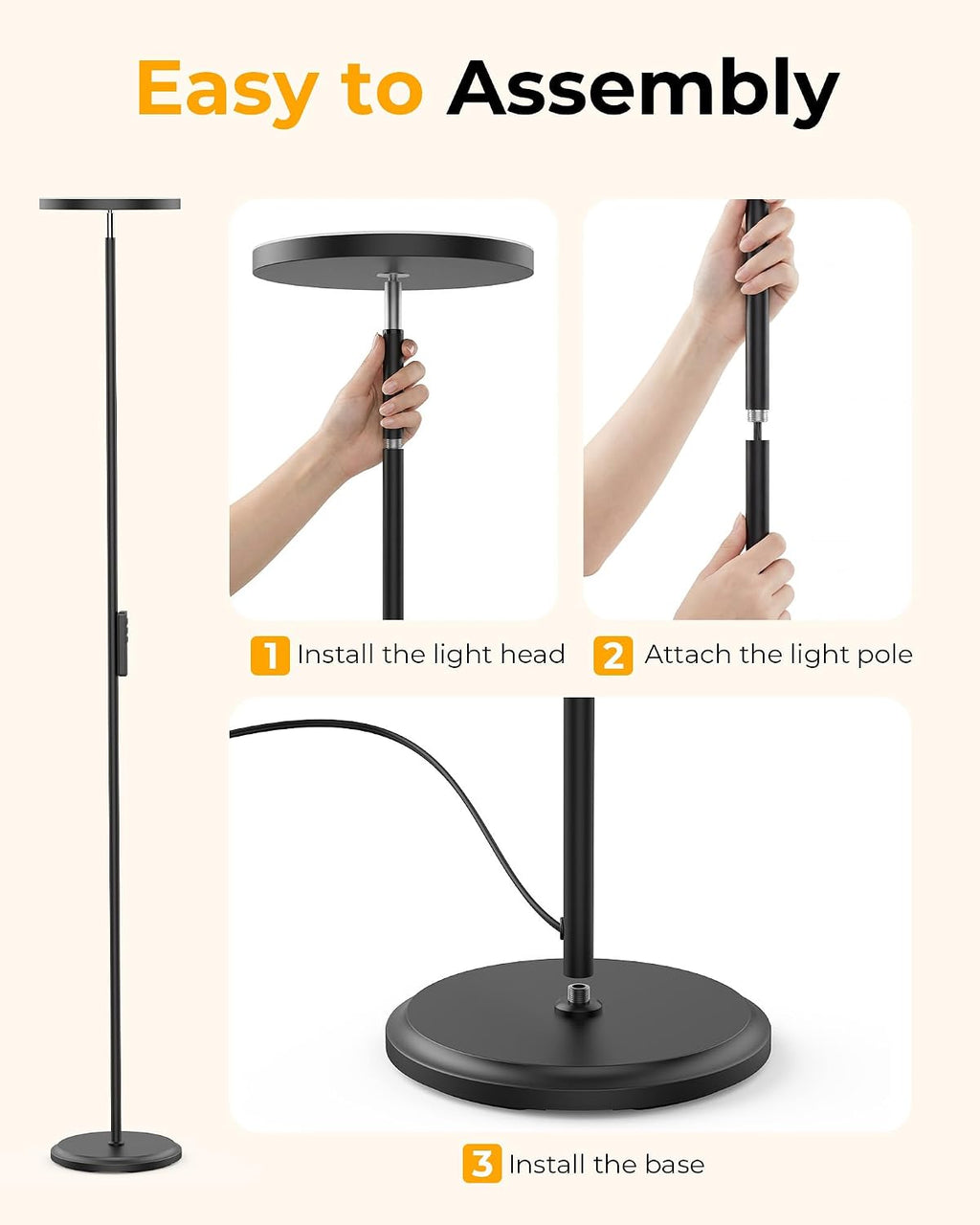 Floor Lamps for Living Room, 69" Tall LED Lamp, 2800LM Standing Lamp Remote & Foot Switch with 1H Timer, 2700-6500K Stepless Dimmable…