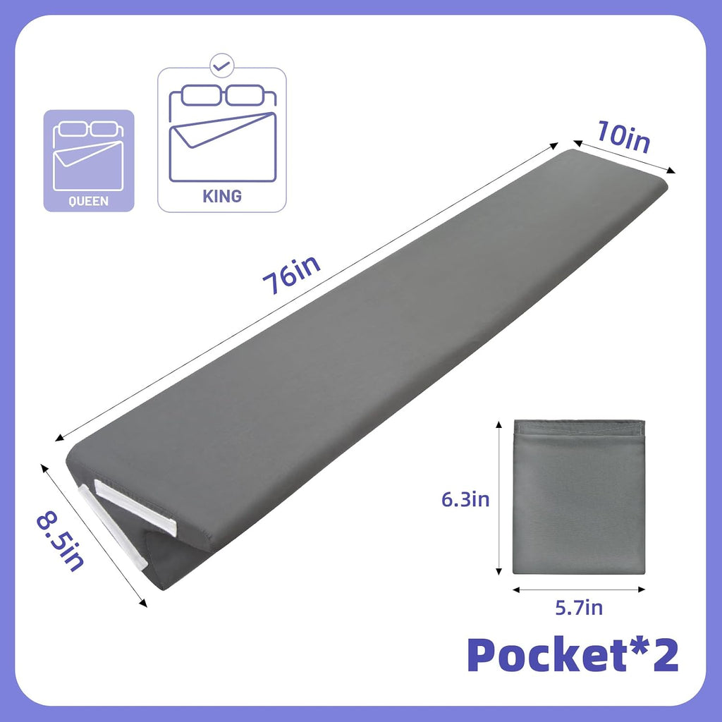 Vekkia 2-in-1 King Bed Wedge Pillow for Headboard Gap, Mattress Gap Filler Pillow to Cover 0-6" Gap, Bed Wedge Gap Filler with…