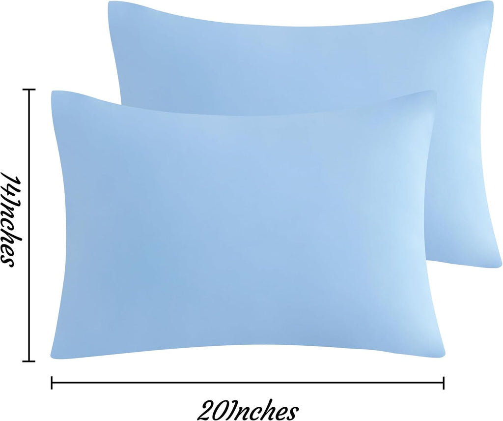 Ntbay Toddler Pillow Cases Set of 2, 2 Pack Brushed Microfiber 14x20 Pillow Cases, Soft, Wrinkle, Fade, Stain Resistant Sky Blue Pillow Cas…